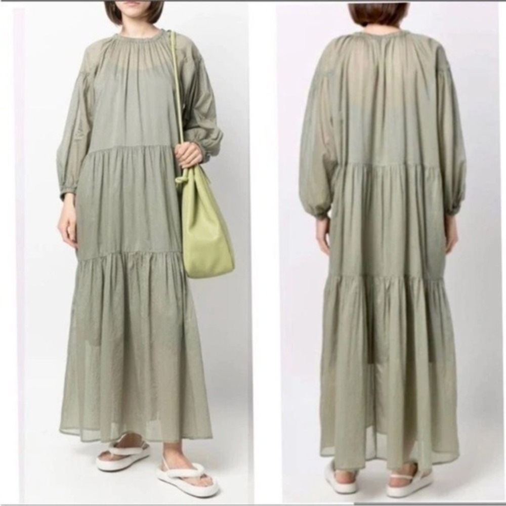 Closed Tiered‎ Maxi Dress Olive Green Small Cotton Long Sleeve